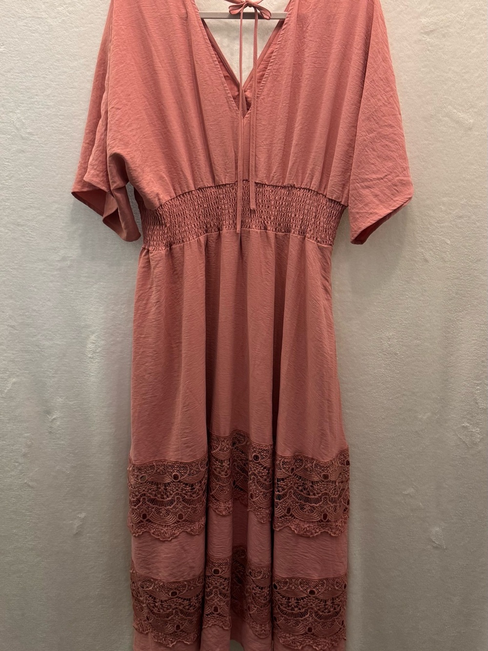 Beautiful Dusty Rose Lace Maxi Tiered Dress Prairie Boho Feminine Wedding Guest